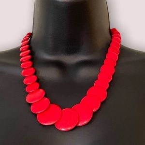 Red Faux Stone Statement Necklace